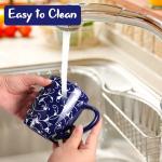 Blue and White Geometric Floral Coffee Mugs Set