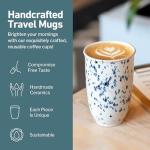 NOVA CERAMICS 12oz Travel Mug - Blue & White