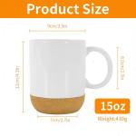 15oz Ceramic Coffee Mugs with Cork Bottom - 36 Pack