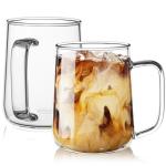 Set of 2 Clear Borosilicate Glass Coffee Mugs