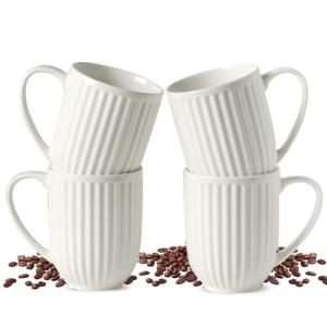 Set of 4 Modern White Coffee Mugs
