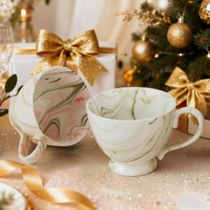 Hand-Painted 20 Oz Marble Ceramic Coffee Mug