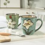 Colorful 12oz Ceramic Cappuccino Mug Set