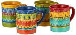 Set of 4 Colorful Valencia Ceramic Coffee Mugs