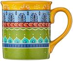 Set of 4 Colorful Valencia Ceramic Coffee Mugs