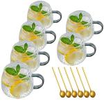 Vintage 15oz Glass Coffee Mugs Set of 6