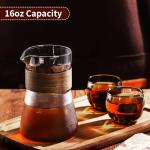 Bincoo 16oz Glass Coffee Carafe with Wood Sleeve