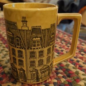 Large Vintage Ceramic D-Handle Coffee Mug