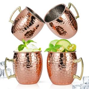 Set of 4 Hammered Copper Moscow Mule Mugs