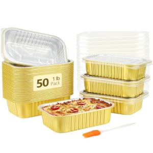 16oz Heavy Duty Aluminum Foil Pans - 50 Pack
