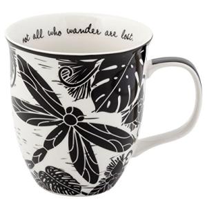 Black and White Boho Dragonfly Coffee Mug 16 oz