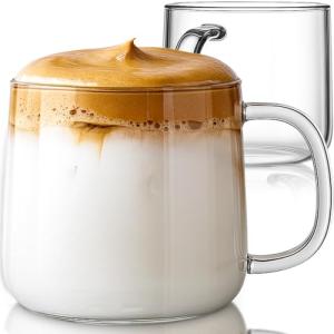 Clear Glass Coffee Mugs Set of 2 - 20 oz