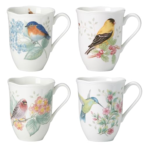 Lenox Butterfly Meadow Porcelain Mugs, Set of 4