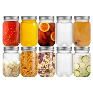 10 Pack 16oz Silver Plastic Mason Jars