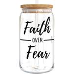 Faith Over Fear Glass Mug for Christian Women