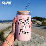 Faith Over Fear Glass Mug for Christian Women