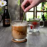 Clear Glass Coffee Mug Set with Spoons - 4 Pack