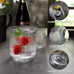 Clear Glass Coffee Mug Set with Spoons - 4 Pack