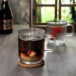 Clear Glass Coffee Mug Set with Spoons - 4 Pack