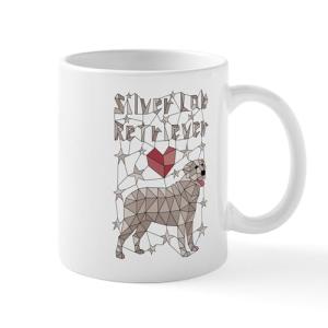 Geometric Silver Lab Retriever Coffee Mug 11 oz