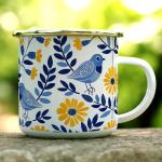 Floral Bird Enamel Camping Coffee Mug - 12oz