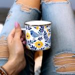 Floral Bird Enamel Camping Coffee Mug - 12oz