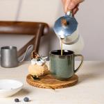 LERATIO 12oz Green Ceramic Coffee Mugs Set