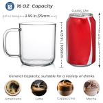 Aquach 16 oz Clear Glass Mugs Set of 2