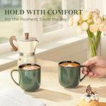 LERATIO 12oz Green Ceramic Coffee Mugs Set