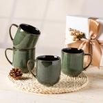 LERATIO 12oz Green Ceramic Coffee Mugs Set