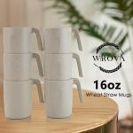 Set of 6 Beige Wheat Straw Coffee Mugs