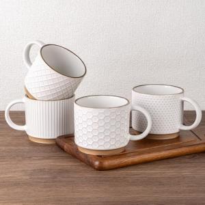 Stackable 15oz Ceramic Coffee Mugs Set of 4