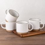 Stackable 15oz Ceramic Coffee Mugs Set of 4