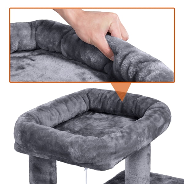 36" Dark Gray Cat Tree with Condo & Scratch Post