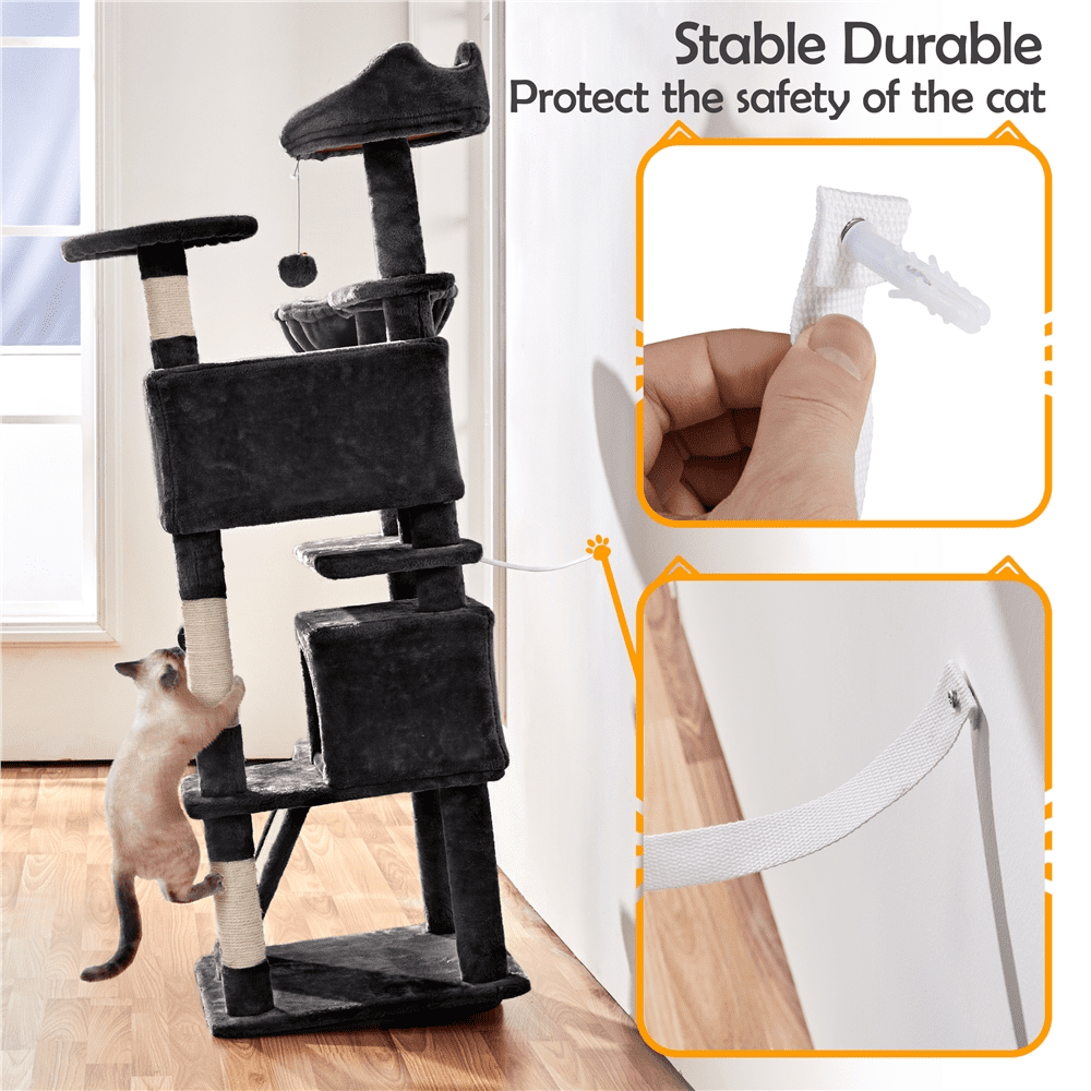 Black 54" Double Condo Cat Tree for Bengals