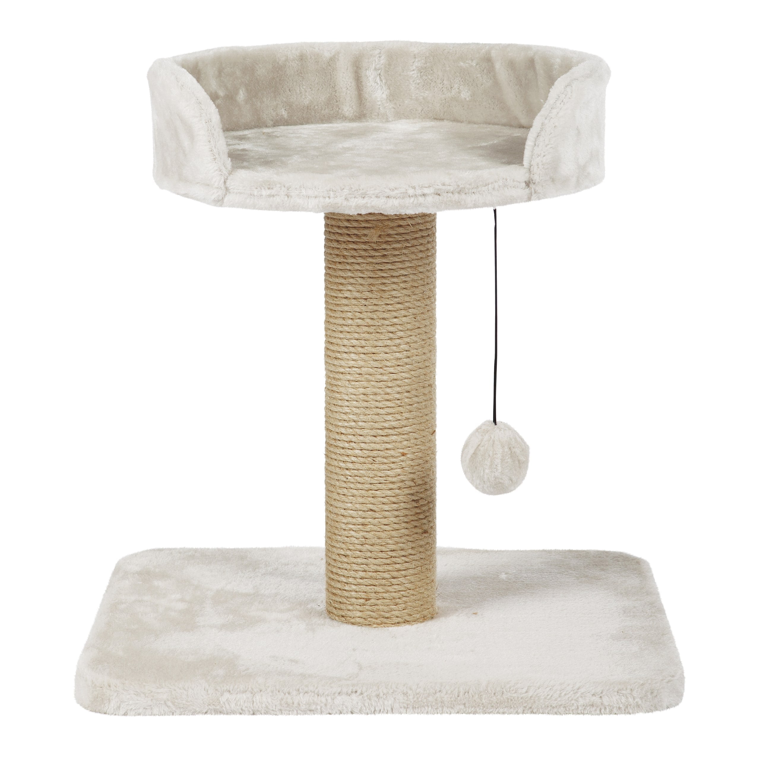 TRIXIE Mica Sisal 18" Cat Scratching Post with Plush Platform, Light Gray-Greige