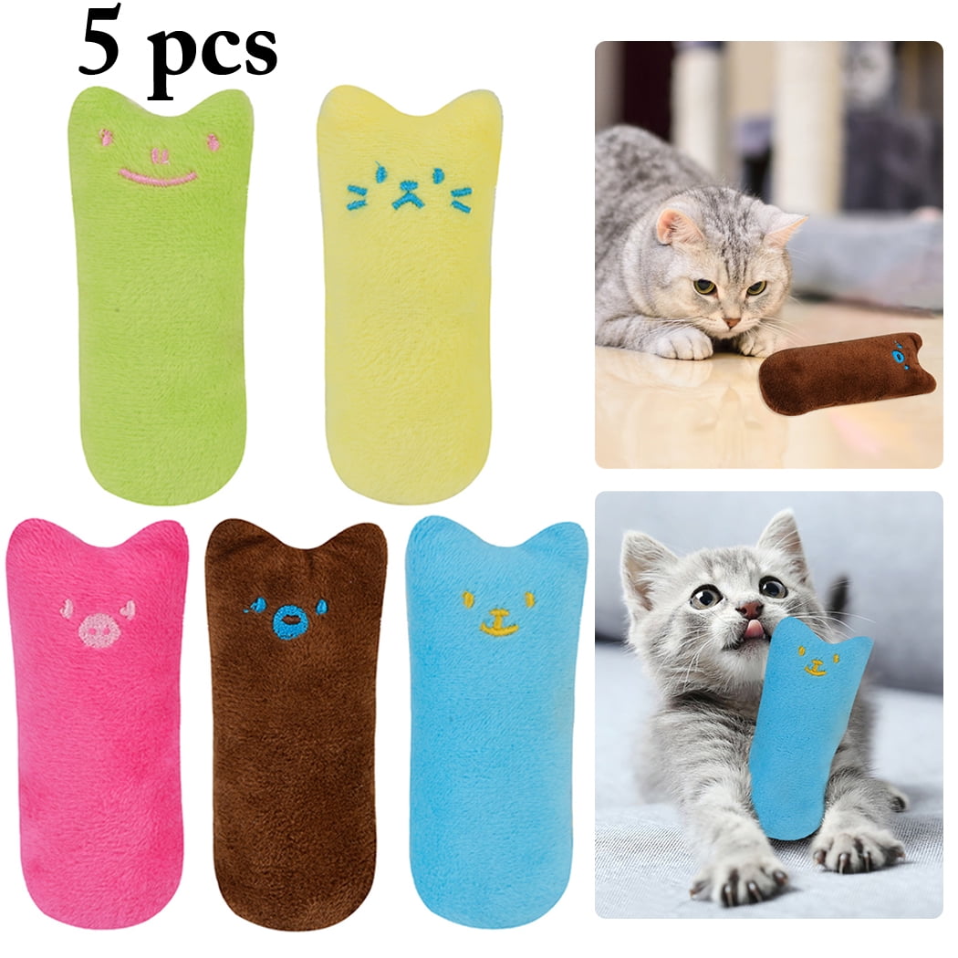 Legendog 5Pcs Cat Chew Toy Bite Resistant Catnip Toys for Cats,Catnip Filled Cartoon Mice Cat Teething Chew Toy