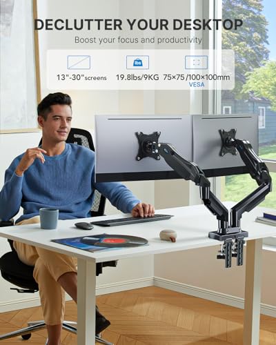 Dual Monitor Desk Mount with Gas Spring Adjustments