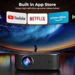 4K Projector with Wifi and Bluetooth, ELEPHAS Outdoor Movie Projector Compatible with NETFLIX/Prime Video/YouTube, 100,000+ Apps Supported, Smart Video Projector for HDMI/USB/iOS/Android/Windows