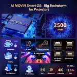 [3000+ Licensed Apps/Live TV/HDR10+/AI Movin 3.0 OS] Smart 4K-Projector with WiFi and Bluetooth, Goiaey Portable Projector with 360°Stand, 50W DoIby Audio, Auto Focus&Keystone, Outdoor Movie Proyector