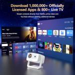 [3000+ Licensed Apps/Live TV/HDR10+/AI Movin 3.0 OS] Smart 4K-Projector with WiFi and Bluetooth, Goiaey Portable Projector with 360°Stand, 50W DoIby Audio, Auto Focus&Keystone, Outdoor Movie Proyector