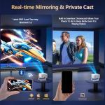 [3000+ Licensed Apps/Live TV/HDR10+/AI Movin 3.0 OS] Smart 4K-Projector with WiFi and Bluetooth, Goiaey Portable Projector with 360°Stand, 50W DoIby Audio, Auto Focus&Keystone, Outdoor Movie Proyector