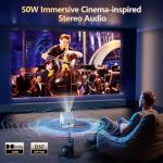 [3000+ Licensed Apps/Live TV/HDR10+/AI Movin 3.0 OS] Smart 4K-Projector with WiFi and Bluetooth, Goiaey Portable Projector with 360°Stand, 50W DoIby Audio, Auto Focus&Keystone, Outdoor Movie Proyector