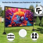 120inch Outdoor Projector Screen with Stand: 16:9 4K HD Portable Projector Screen Outdoor Indoor - Front/Rear Movie Screen with Carry Bag, Sandbag - Projection Screen for Backyard, Camping, Theater
