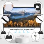 120inch Outdoor Projector Screen with Stand: 16:9 4K HD Portable Projector Screen Outdoor Indoor - Front/Rear Movie Screen with Carry Bag, Sandbag - Projection Screen for Backyard, Camping, Theater