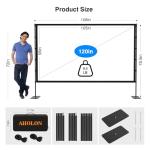 AHOLON Outdoor Projector Screen with Stand - 120 inch Portable Projector Screens Indoor Outdoor Projector Screen 16:9 4K HD Outdoor Movie Screen with Carry Bag,Enioy Home Theater Projection Screen