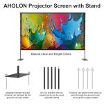 AHOLON Outdoor Projector Screen with Stand - 120 inch Portable Projector Screens Indoor Outdoor Projector Screen 16:9 4K HD Outdoor Movie Screen with Carry Bag,Enioy Home Theater Projection Screen