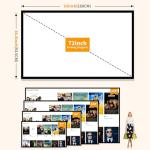 Taotique Projector Screen 72 inch, Movie Projector Screen 16:9 HD Foldable and Portable Anti-Crease Indoor Outdoor Projection Double Sided Video Projector Screen for Home, Party, Office, Classroom