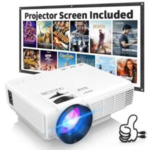 Panseba 1080P Mini Projector with Screen