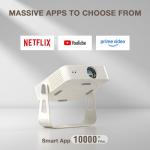 White Smart Mini Projector with WiFi & Bluetooth